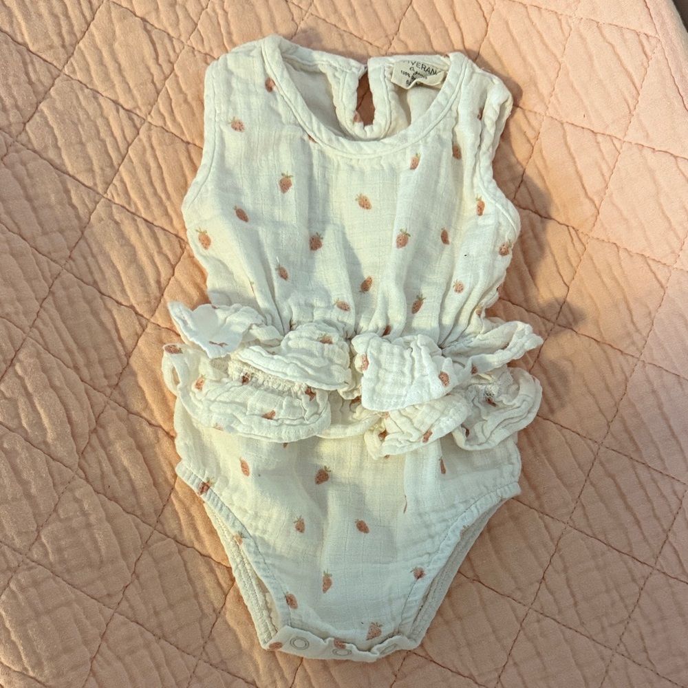 White and Pink Baby Romper